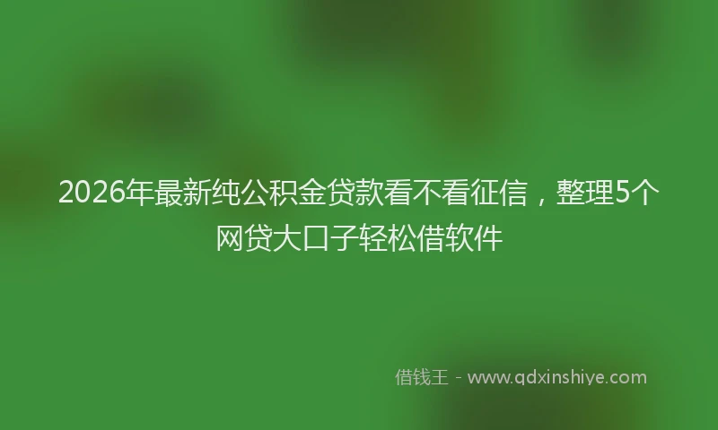 2026年最新纯公积金贷款看不看征信，整理5个网贷大口子轻松借软件