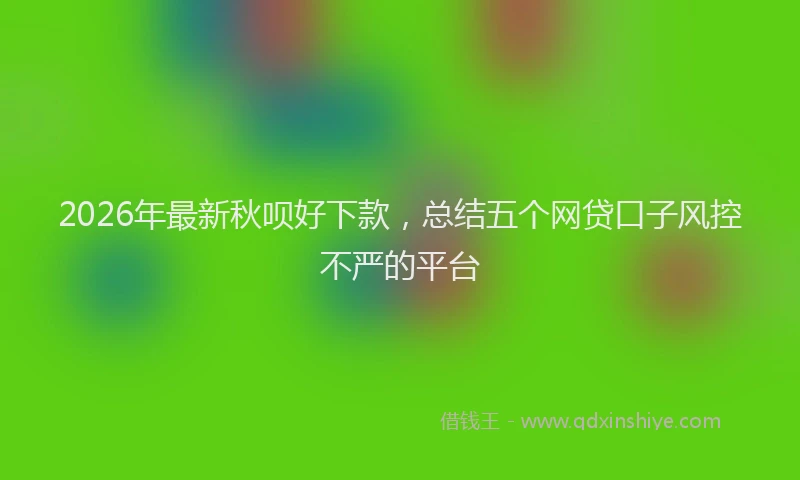 2026年最新秋呗好下款，总结五个网贷口子风控不严的平台