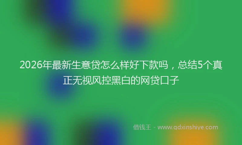 2026年最新生意贷怎么样好下款吗，总结5个真正无视风控黑白的网贷口子