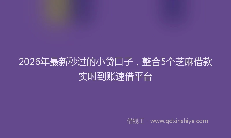 2026年最新秒过的小贷口子，整合5个芝麻借款实时到账速借平台