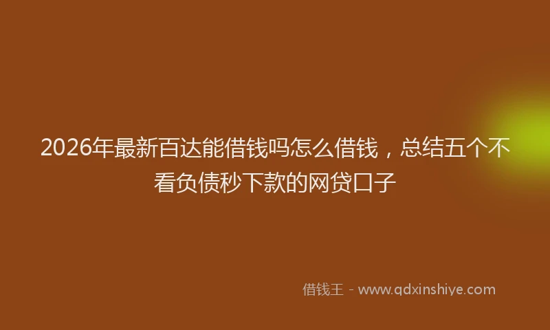 2026年最新百达能借钱吗怎么借钱，总结五个不看负债秒下款的网贷口子