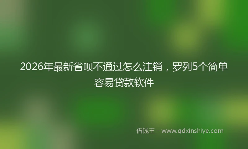 2026年最新省呗不通过怎么注销，罗列5个简单容易贷款软件