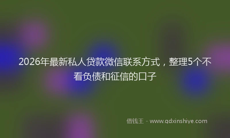 2026年最新私人贷款微信联系方式，整理5个不看负债和征信的口子