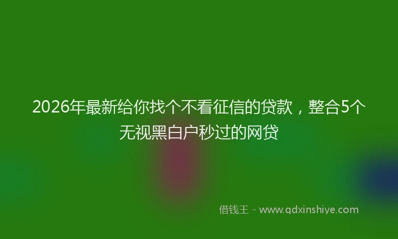 2026年最新给你找个不看征信的贷款，整合5个无视黑白户秒过的网贷
