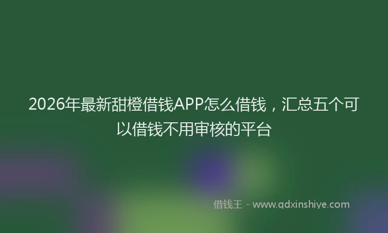 2026年最新甜橙借钱APP怎么借钱，汇总五个可以借钱不用审核的平台