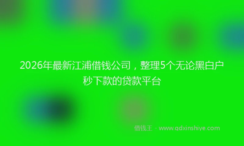 2026年最新江浦借钱公司，整理5个无论黑白户秒下款的贷款平台