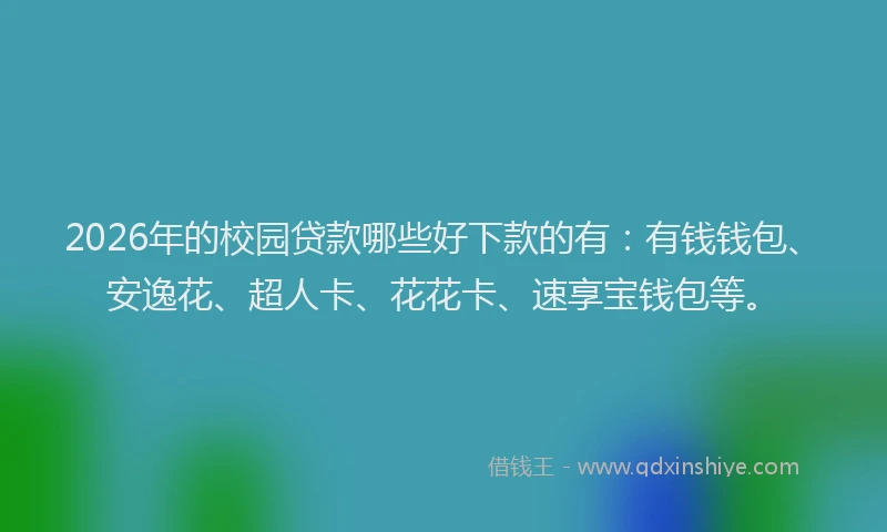 2026年的校园贷款哪些好下款的有：有钱钱包、安逸花、超人卡、花花卡、速享宝钱包等。