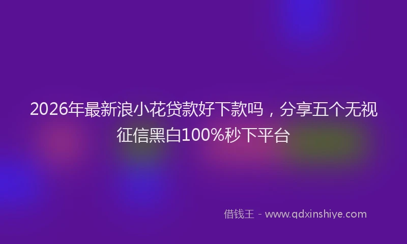 2026年最新浪小花贷款好下款吗，分享五个无视征信黑白100%秒下平台