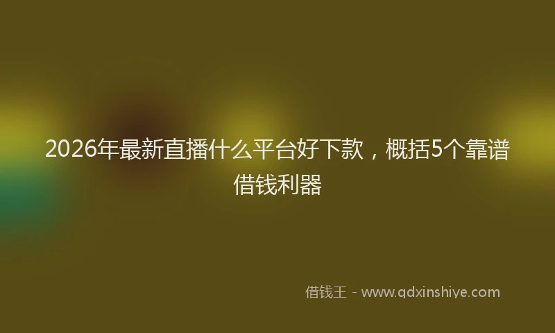 2026年最新直播什么平台好下款，概括5个靠谱借钱利器