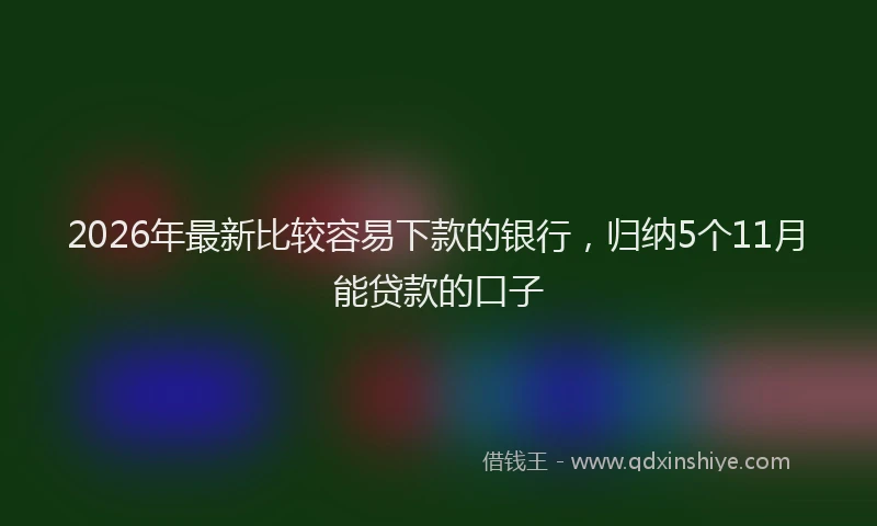 2026年最新比较容易下款的银行，归纳5个11月能贷款的口子