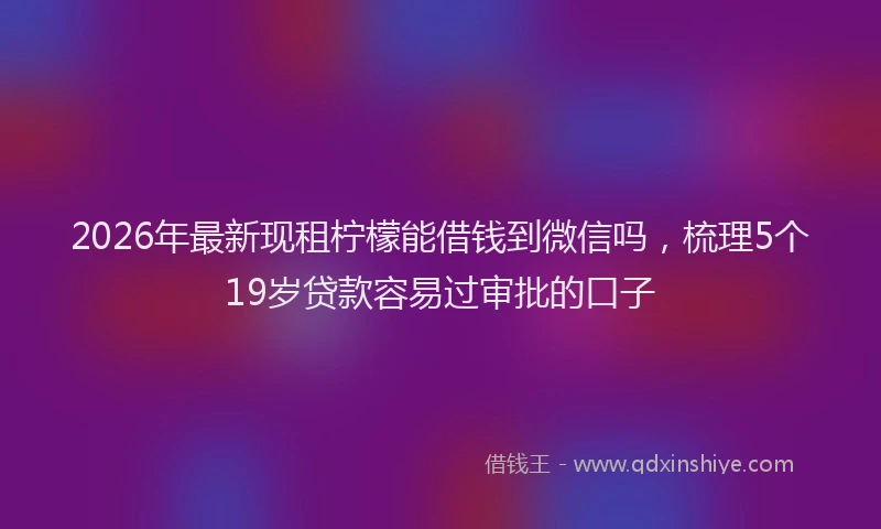 2026年最新现租柠檬能借钱到微信吗，梳理5个19岁贷款容易过审批的口子