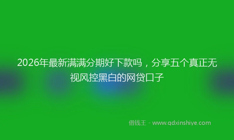 2026年最新满满分期好下款吗，分享五个真正无视风控黑白的网贷口子