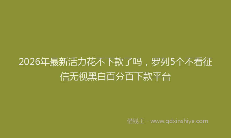 2026年最新活力花不下款了吗，罗列5个不看征信无视黑白百分百下款平台