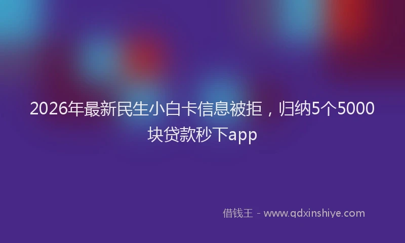 2026年最新民生小白卡信息被拒，归纳5个5000块贷款秒下app
