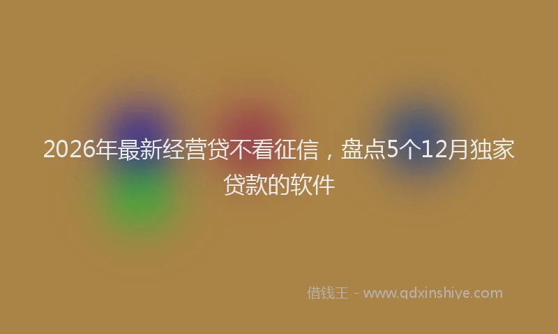 2026年最新经营贷不看征信，盘点5个12月独家贷款的软件