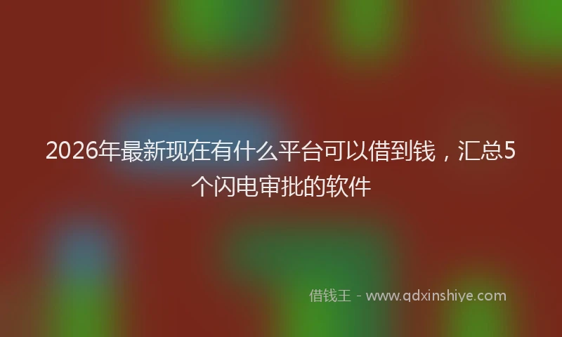 2026年最新现在有什么平台可以借到钱，汇总5个闪电审批的软件