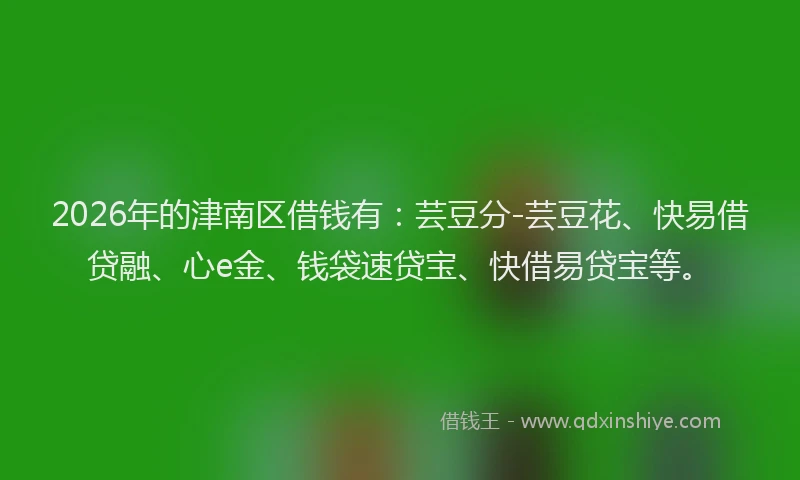 2026年的津南区借钱有：芸豆分-芸豆花、快易借贷融、心e金、钱袋速贷宝、快借易贷宝等。