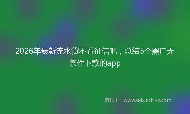 2026年最新流水贷不看征信吧，总结5个黑户无条件下款的app