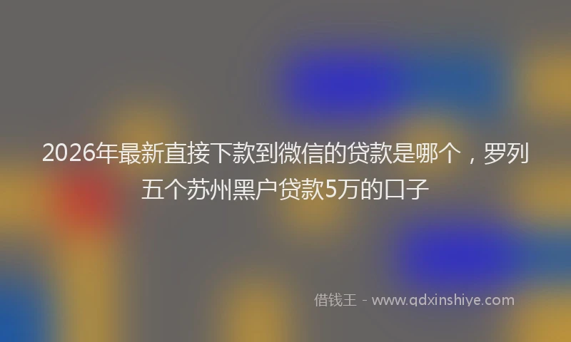 2026年最新直接下款到微信的贷款是哪个，罗列五个苏州黑户贷款5万的口子