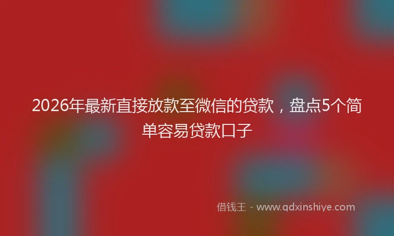 2026年最新直接放款至微信的贷款，盘点5个简单容易贷款口子