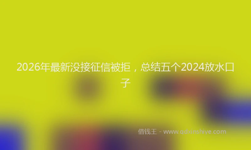 2026年最新没接征信被拒，总结五个2024放水口子