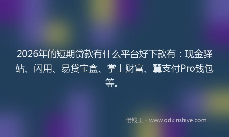 2026年的短期贷款有什么平台好下款有：现金驿站、闪用、易贷宝盒、掌上财富、翼支付Pro钱包等。