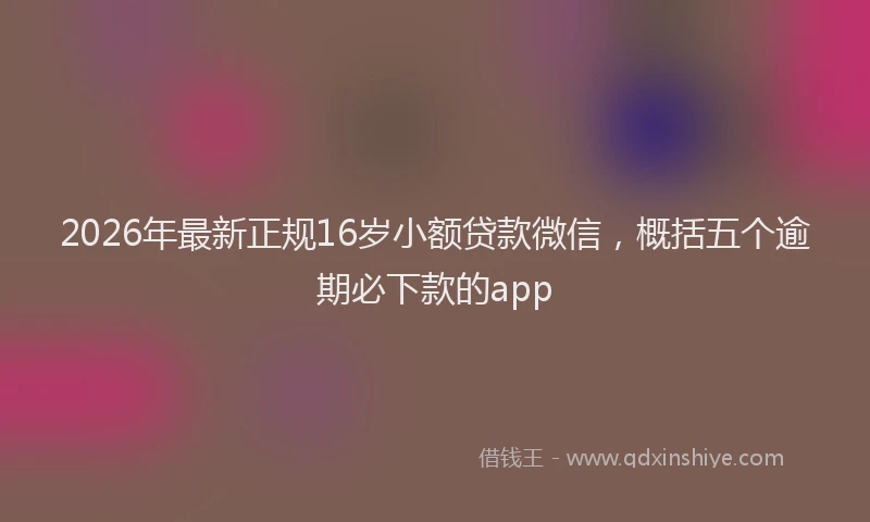 2026年最新正规16岁小额贷款微信，概括五个逾期必下款的app