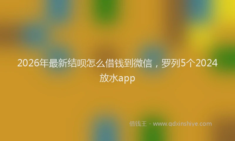 2026年最新结呗怎么借钱到微信，罗列5个2024放水app