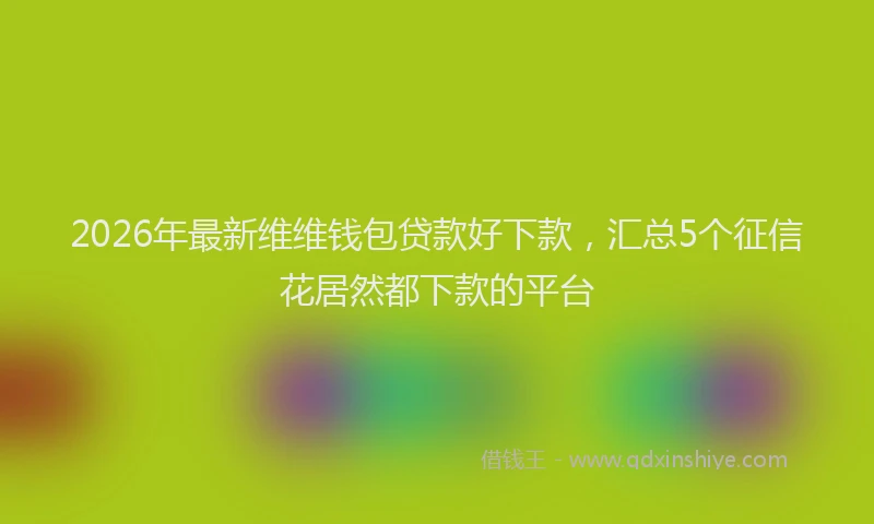 2026年最新维维钱包贷款好下款，汇总5个征信花居然都下款的平台
