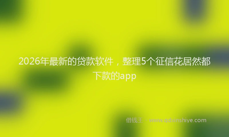 2026年最新的贷款软件，整理5个征信花居然都下款的app