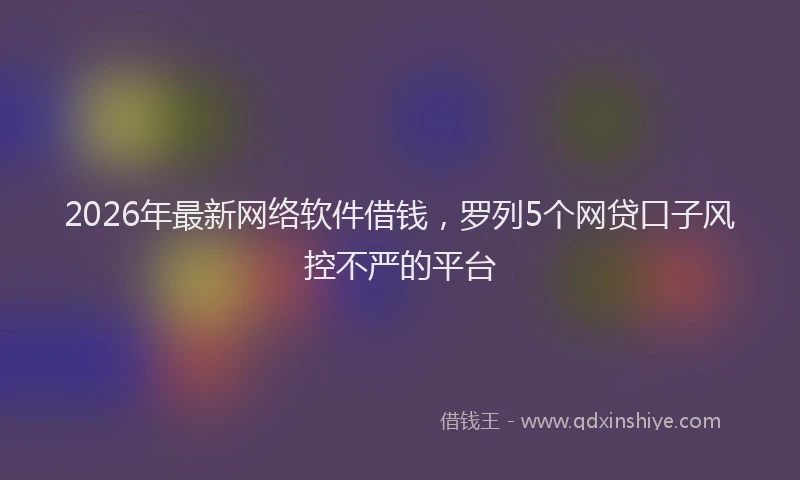 2026年最新网络软件借钱，罗列5个网贷口子风控不严的平台