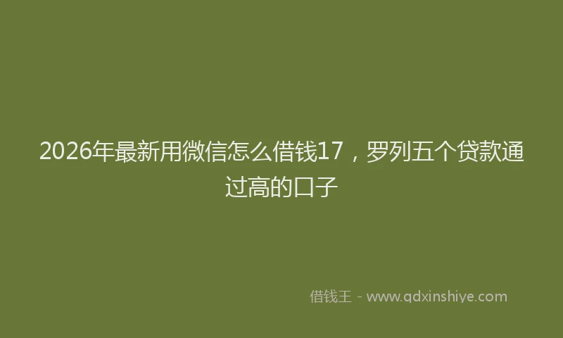 2026年最新用微信怎么借钱17，罗列五个贷款通过高的口子