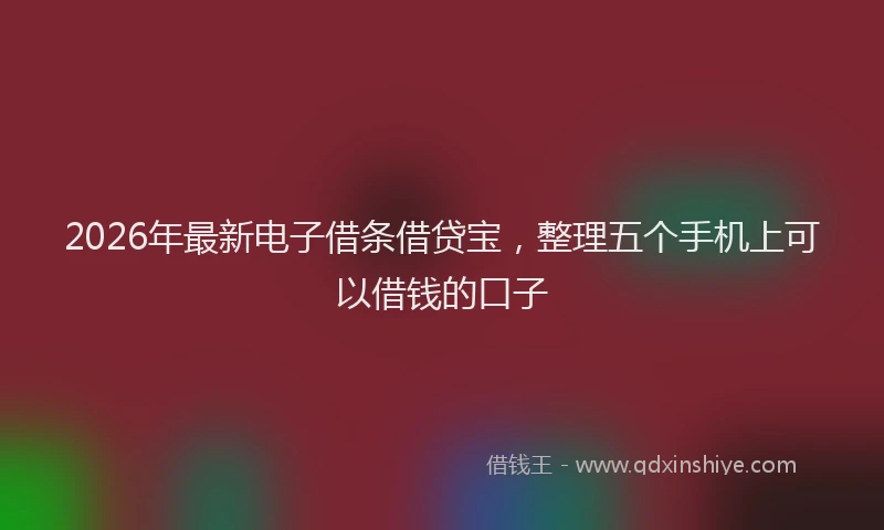 2026年最新电子借条借贷宝，整理五个手机上可以借钱的口子