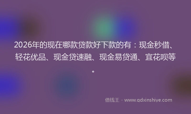 2026年的现在哪款贷款好下款的有：现金秒借、轻花优品、现金贷速融、现金易贷通、宜花呗等。