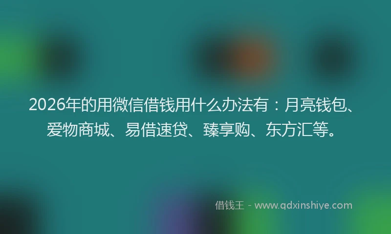 2026年的用微信借钱用什么办法有：月亮钱包、爱物商城、易借速贷、臻享购、东方汇等。