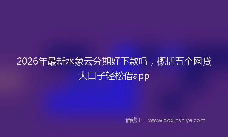 2026年最新水象云分期好下款吗，概括五个网贷大口子轻松借app