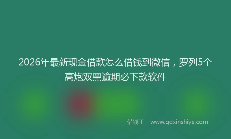 2026年最新现金借款怎么借钱到微信，罗列5个高炮双黑逾期必下款软件