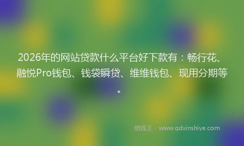 2026年的网站贷款什么平台好下款有：畅行花、融悦Pro钱包、钱袋瞬贷、维维钱包、现用分期等。