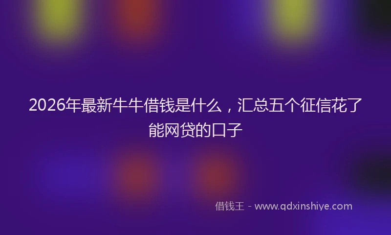 2026年最新牛牛借钱是什么，汇总五个征信花了能网贷的口子