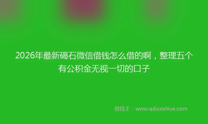 2026年最新碣石微信借钱怎么借的啊，整理五个有公积金无视一切的口子
