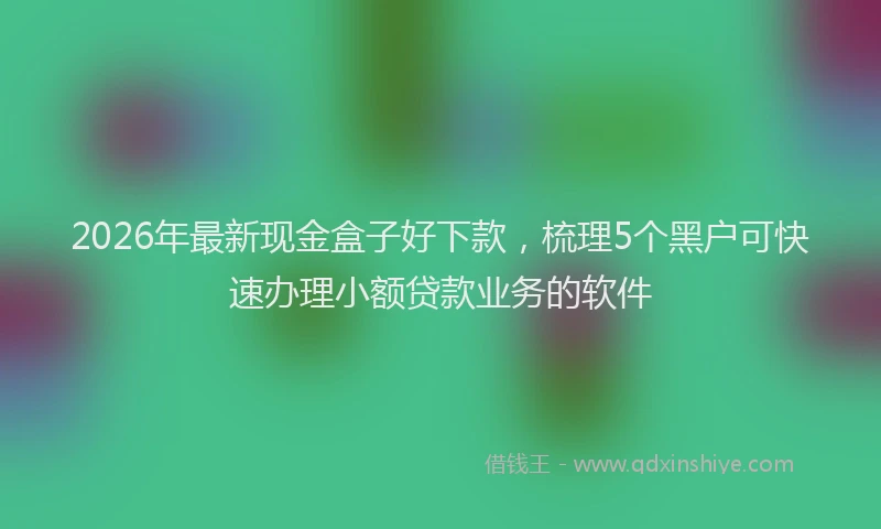 2026年最新现金盒子好下款，梳理5个黑户可快速办理小额贷款业务的软件