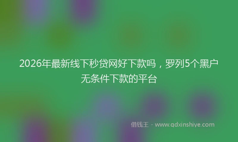 2026年最新线下秒贷网好下款吗，罗列5个黑户无条件下款的平台
