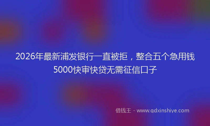 2026年最新浦发银行一直被拒，整合五个急用钱5000快审快贷无需征信口子