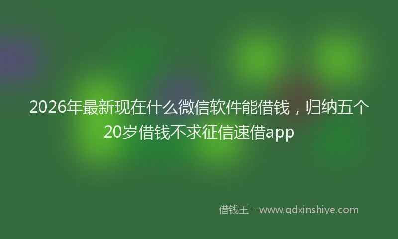 2026年最新现在什么微信软件能借钱，归纳五个20岁借钱不求征信速借app