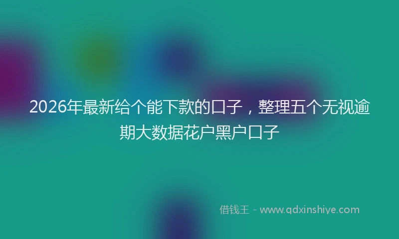 2026年最新给个能下款的口子，整理五个无视逾期大数据花户黑户口子