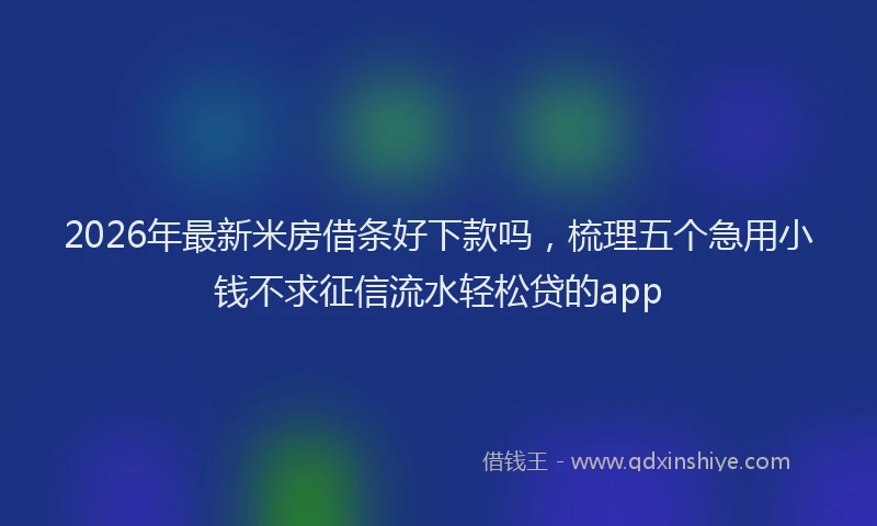 2026年最新米房借条好下款吗，梳理五个急用小钱不求征信流水轻松贷的app