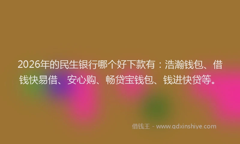 2026年的民生银行哪个好下款有：浩瀚钱包、借钱快易借、安心购、畅贷宝钱包、钱进快贷等。