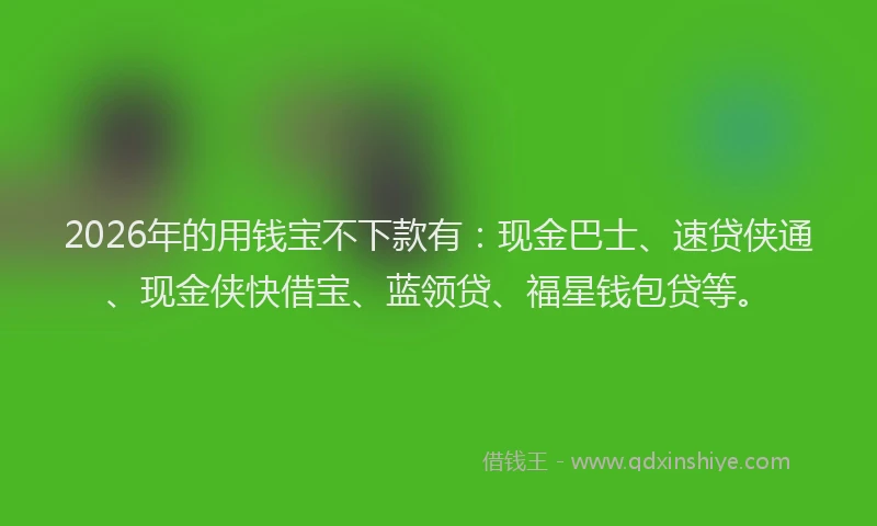 2026年的用钱宝不下款有：现金巴士、速贷侠通、现金侠快借宝、蓝领贷、福星钱包贷等。