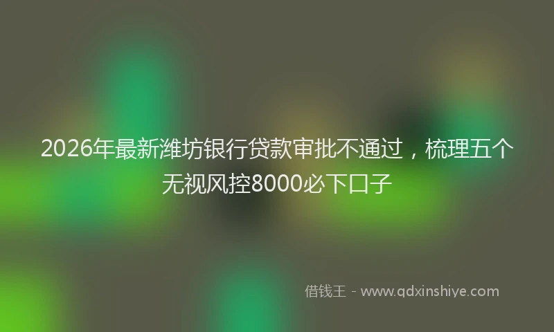 2026年最新潍坊银行贷款审批不通过，梳理五个无视风控8000必下口子
