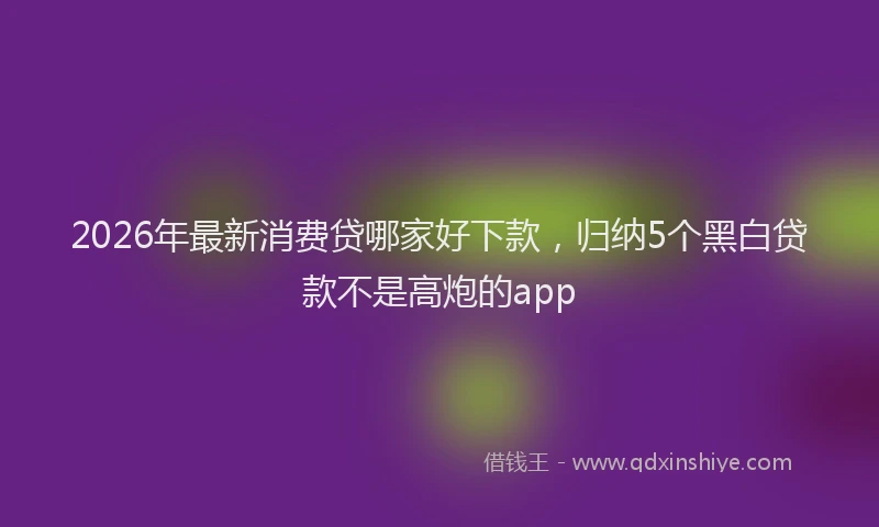 2026年最新消费贷哪家好下款，归纳5个黑白贷款不是高炮的app